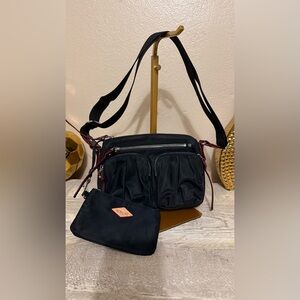 MZ Wallace Black Crossbody Bag with Red Trim